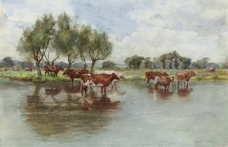 Adrian Scott Stokes - Bestiame in un ruscello